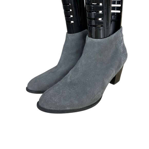 Vionic Bromley 322 Grey Suede Snakeskin Heeled Ankle Booties Size 8 - Picture 1 of 8